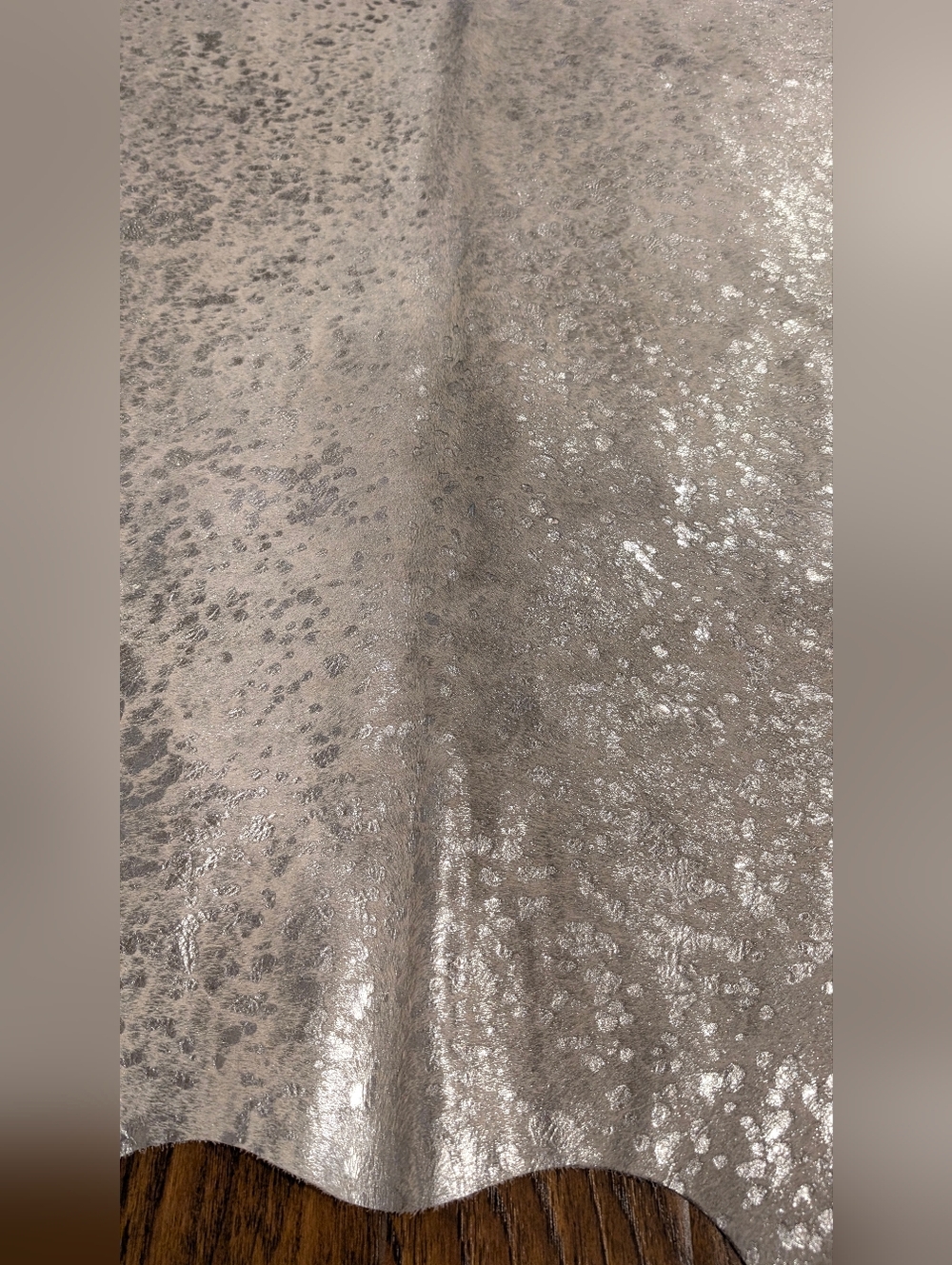 Metallic Silver Cowhide Rug - Shimmery Accent Piece - Picture 9 of 16